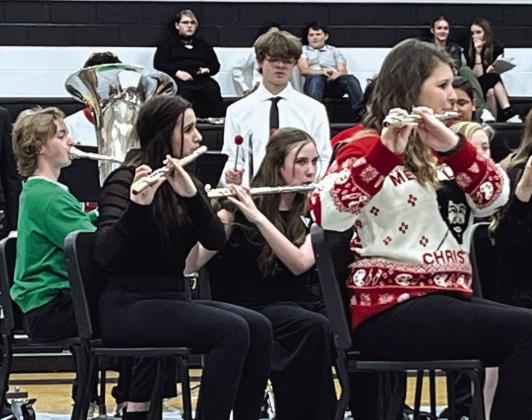 Meridian High School’s The Band of Gold performs a musica medly from the motion picture “How the Grinch Stole Christmas during its annual Christmas concert on Thursday, December 15. Nathan Diebenow | The Meridian Tribune