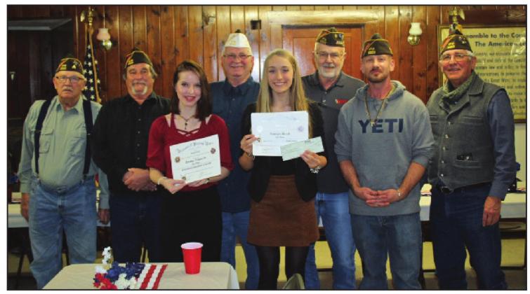 VFW Post 8553 awards Bosque County participants and winners from the 2021 Voice of Democracy contest. From left are Don Benda, Tom Nicholls, Karina Tergerson, Ricky Richards, Camryn Barsh, John Stone, Stephen Cariotis and Jose Cano. Courtesy Photo