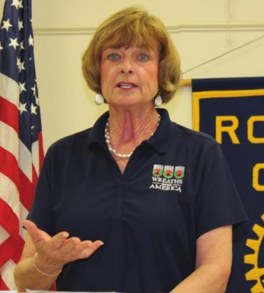 Kathy Harr shares her progress with Wreaths Across America with the Bosque Rotary Club. Ashley Barner | The Clifton Record