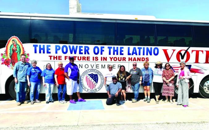 The LULAC bus made a rare stop to Meridian Saturday with the intent of getting voters ready for the polls this November. Early voting begins Monday, Oct. 24 and Election Day is Tuesday, Nov. 8. Courtesy Photo