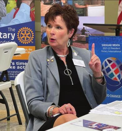 District 5870 Governor Beverly Luedke shares insight with the Bosque Rotary Club last Thursday at Clifton Civic Center. Ashley Barner | The Clifton Record