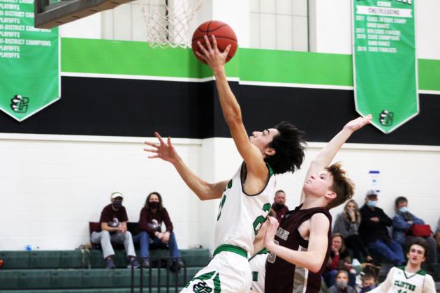 Forrest Murphy/Clifton Record/Clifton’s Jorge Rodriguez (20) and the Cubs closed out last week with a 2-0 record, defeating Riesel, 52-46 in OT Tuesday before besting Troy, 57-22 Friday.