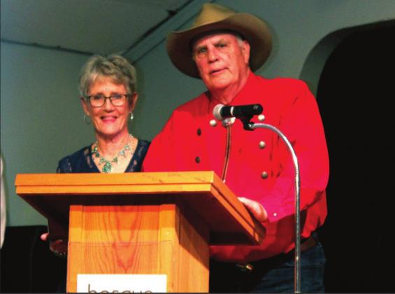 Karen and Jimmie Hughes are 2022’s recipients of the Joan Spieler Lifetime Achievement Award, given by the Bosque Arts Center. The Hughes accepted their award during the 40th anniversary celebration of the Big Event Saturday evening. Ashley Barner | The Clifton Record