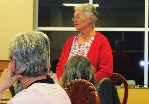Meridian resident Sarah Ballard speaks to Meridian City Council about the importance of senior fellowship in Bosque County. Brook DeZavala | The Clifton Record