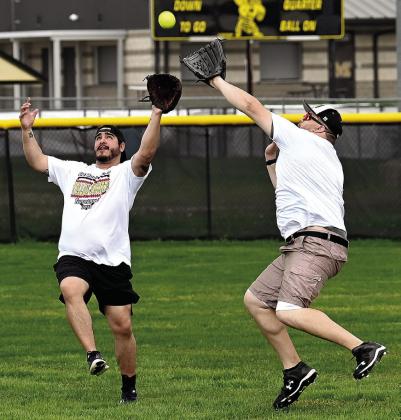 Playing in the first Annual Meridian Alumni Tournament featured former baseball and softball players taking the field for fun. Photos courtesy of Brett Voss’ The Sports Buzz