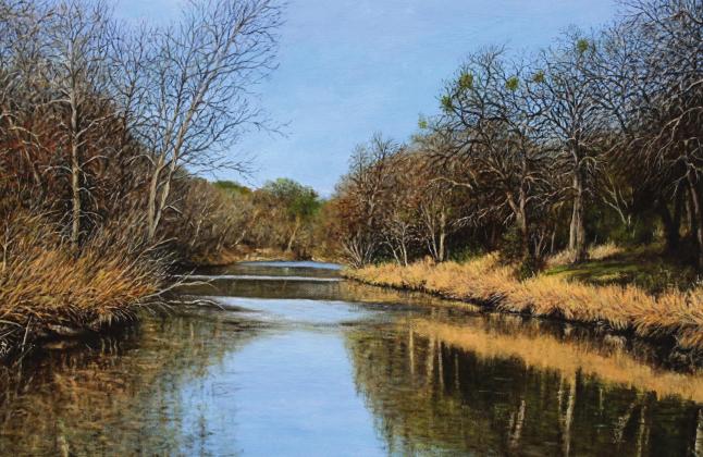 Above, Lloyd Voges of Clifton was juried into this year’s Bosque Art Classic with his piece, A Moment to Reflect, a 14” x 18” oil painting. Left, Daybreak by Steve Dunn of Sherman, one of the excellent sculptures in this year’s Bosque Art Classic Courtesy Image