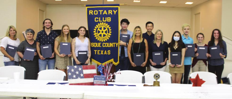 Bosque County students accept their scholarships from the Bosque Rotary Club at a recent luncheon held in their honor. Ashley Barner | Meridian Tribune