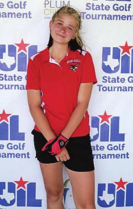 Brianna Miles on her way to the State UIL Golf meet to represent Kopperl ISD. Courtesy Photo