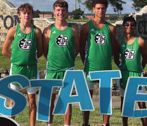 Clifton High School students Jesus Lopez, Ray Ochoa, AJ Lingo and Weston Urbanovsky are aready to compete in the 4x400 relay at the State UIL Track Meet. Courtesy Photo