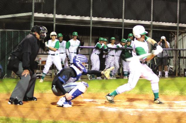 Griffin Phillips hits a line drive, bringing a runner home from third base. Brook DeZavala | The Clifton Record