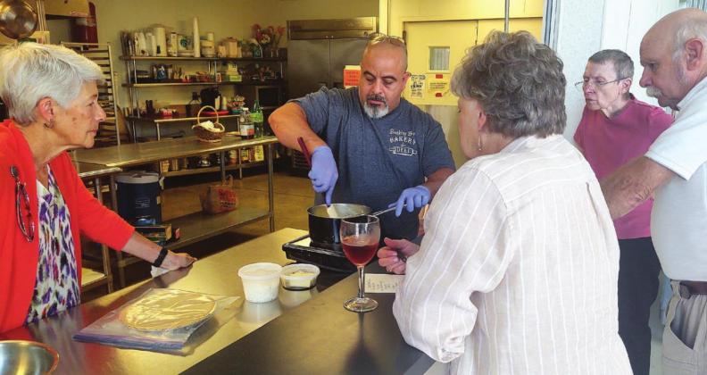 Paul Morales of Breaking Bread Bakery and Deli demonstrates how to make pastry cream for the Bosque Arts Center Culinary Club on Thursday, July 15. Photo Courtesy Bryan Davis