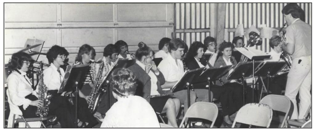 The all-volunteer Bosque Band performed throughout the day at the first Big Event held March 28, 1982. Pictured at right conducting is Clifton Band Director Larry Snider. Photo Courtesy of the BAC Scrapbook