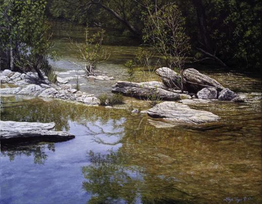 Creeking Along #3, a 22” x 28” oil by Lloyd Voges of Clifton, is one of the many pieces entered into the 2022 Bosque Art Classic, opening to the public Sept. 11. Photo Courtesy of Bosque Arts Center