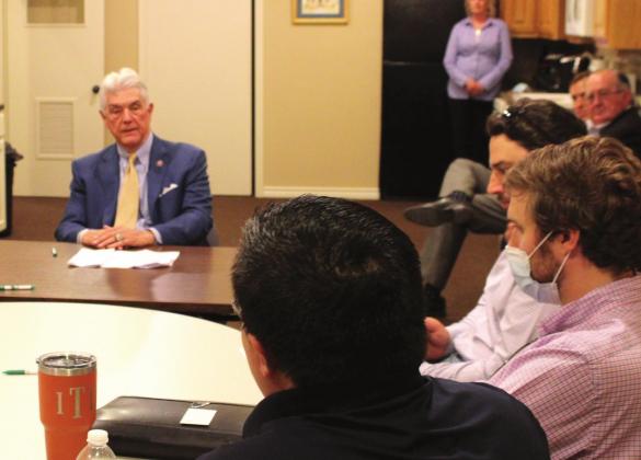 Congressman Roger Williams visited the Chamber of Commerce in Clifton to talk to local bankers about PPP loans and other financial issues. Ashley Barner | Meridian Tribune